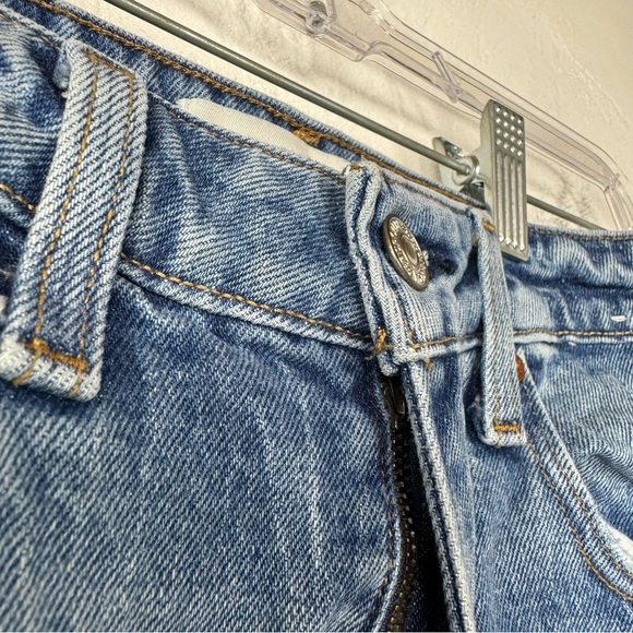 Abercrombie & Fitch Jeans Denim High Rise Mom Medium Wash Blue Solid Cotton Knit - Picture 7 of 9
